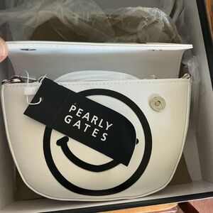 White Mini Crossbody Bag with Smiley Graphic